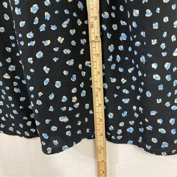 Sanctuary Blue Black Polka Dot Front Slit V-Neck Midi Dress Medium - Picture 5 of 13